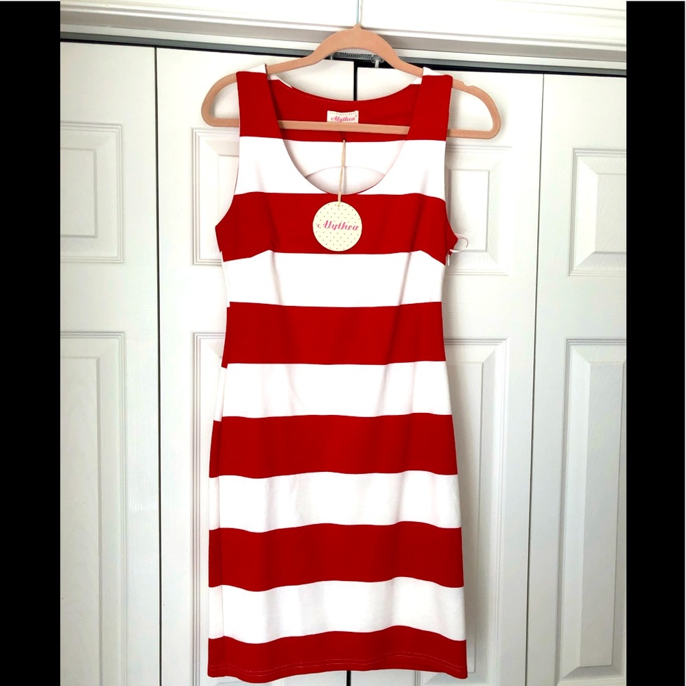 Red and white stripped dress!